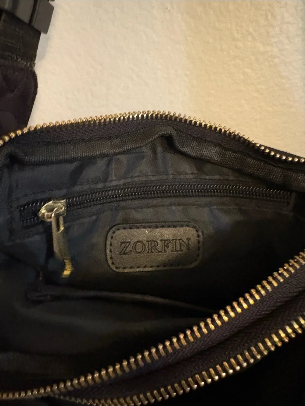 Black Camo Crossbody Sling Bag with Gold Hardware